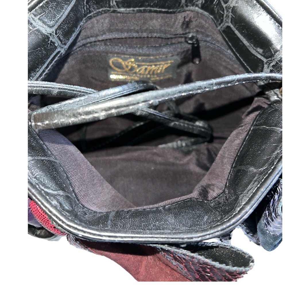 80's Black Samir🦎 Leather Reptile Patchwork Clutch Handbag🌵 - Picture 6 of 6